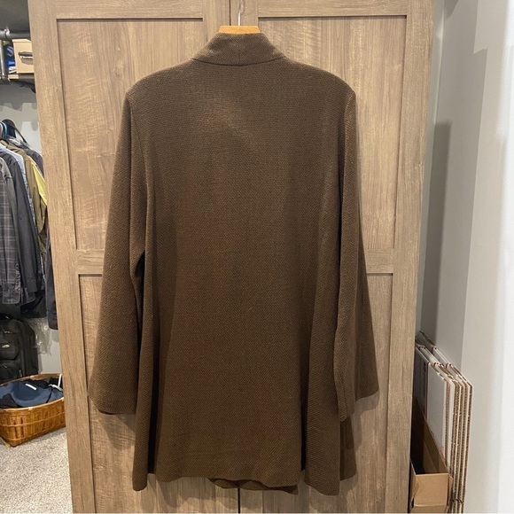 Eileen Fisher Medium Jacket Coat Cowl Neck Wool Blend Mid length Tweed - Picture 2 of 13